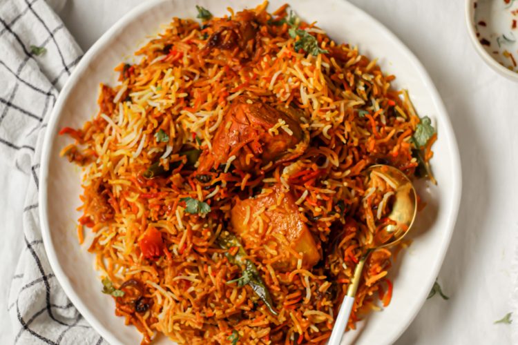 Chicken biryani tray